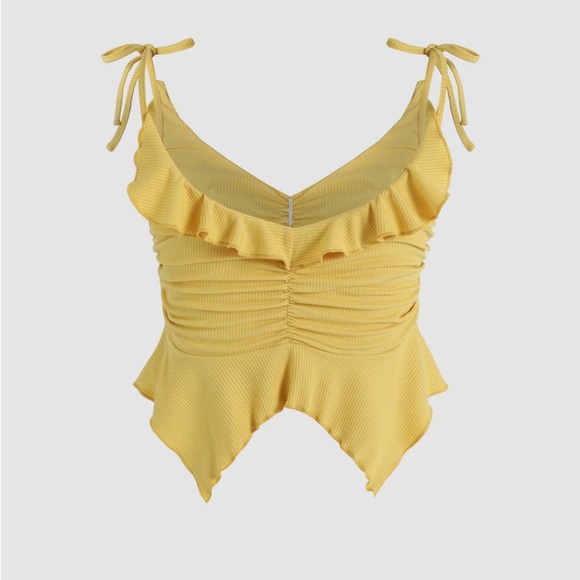 Cider Ginger Solid Ruffle Ruched Tank Top sz M - Picture 3 of 5